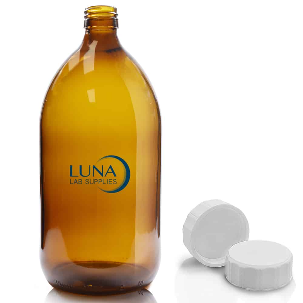1000ml Amber sirop bottle Luna with PP white screw cap