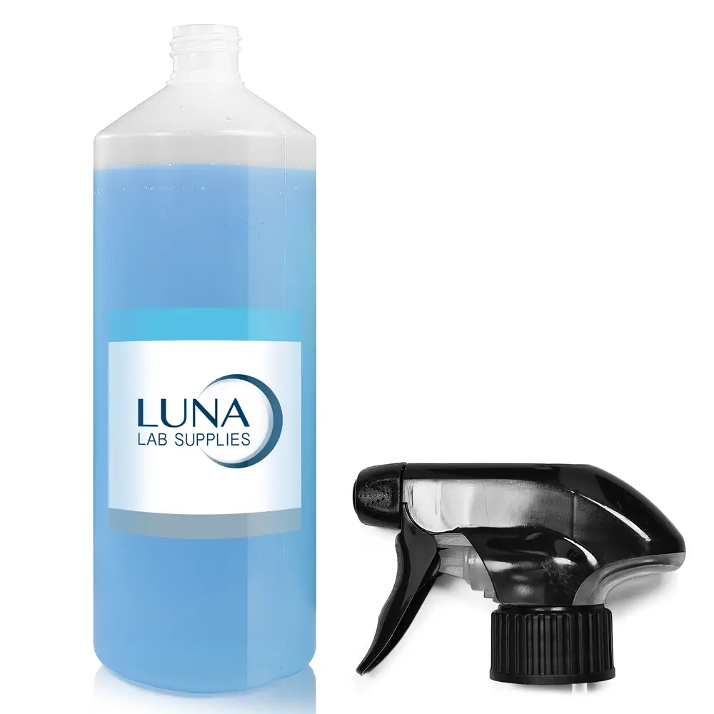 1 Litre Natural HDPE Plastic Round Bottle & 28mm Trigger Spray