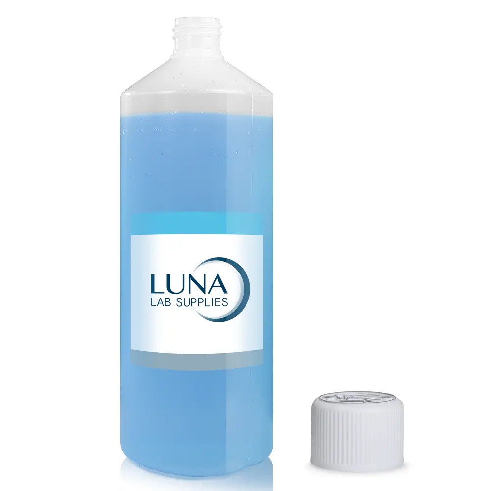 1 Litre Natural HDPE Plastic Round Bottle & 28mm White CR Cap