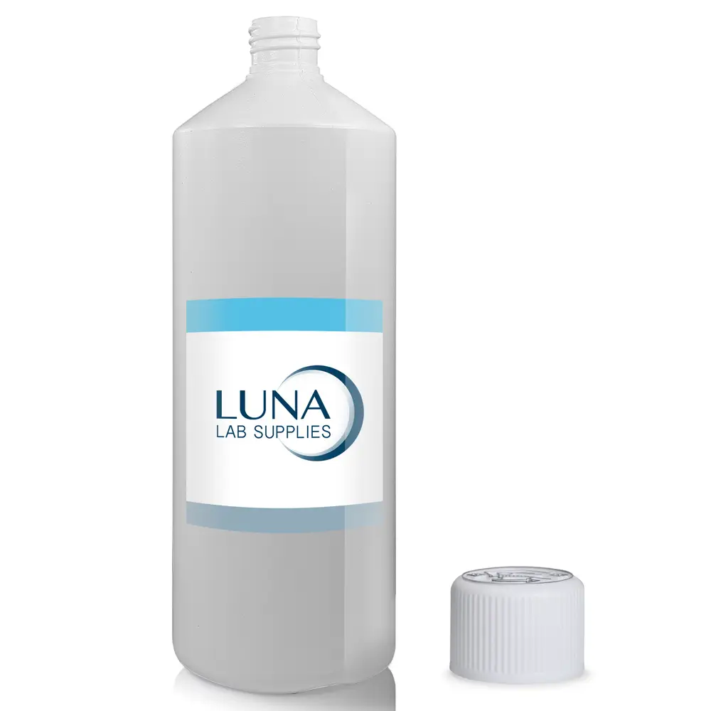 1 Litre White HDPE Plastic Round Bottle & 28mm White CR Cap