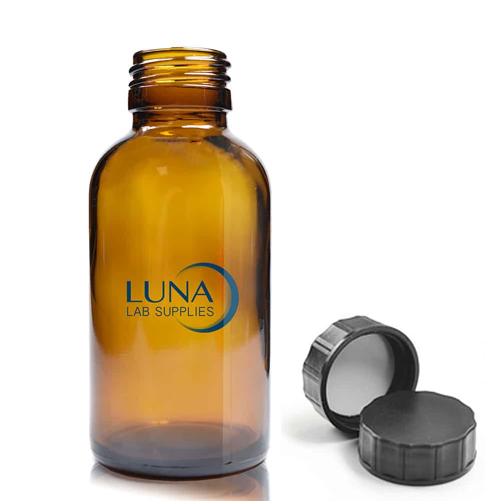 100ml Amber Boston Bottle Luna with blk screw cap