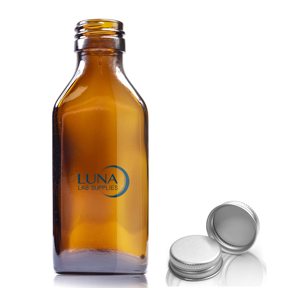 100ml Amber Glass Rectangular Bottle With Aluminium Cap
