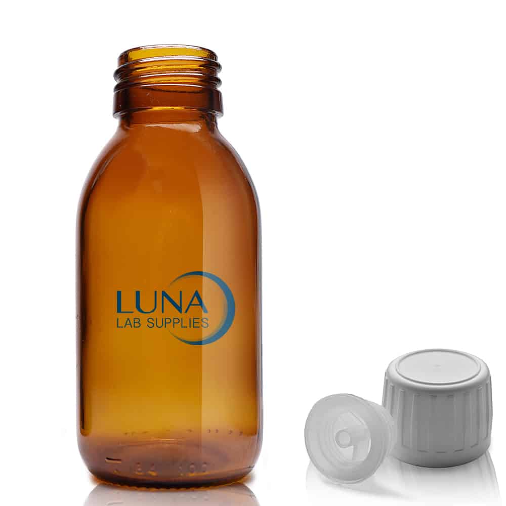 100ml Amber Glass Sirop Bottle With TE Cap & Pourer Insert