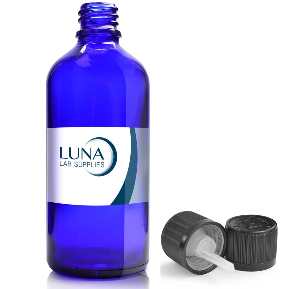 100ml Blue Glass Dropper Bottle with CRC screw cap