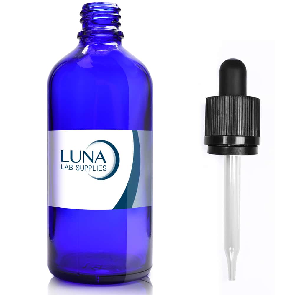 100ml Blue Glass Dropper Bottle & CRC Glass Pipette With Wiper