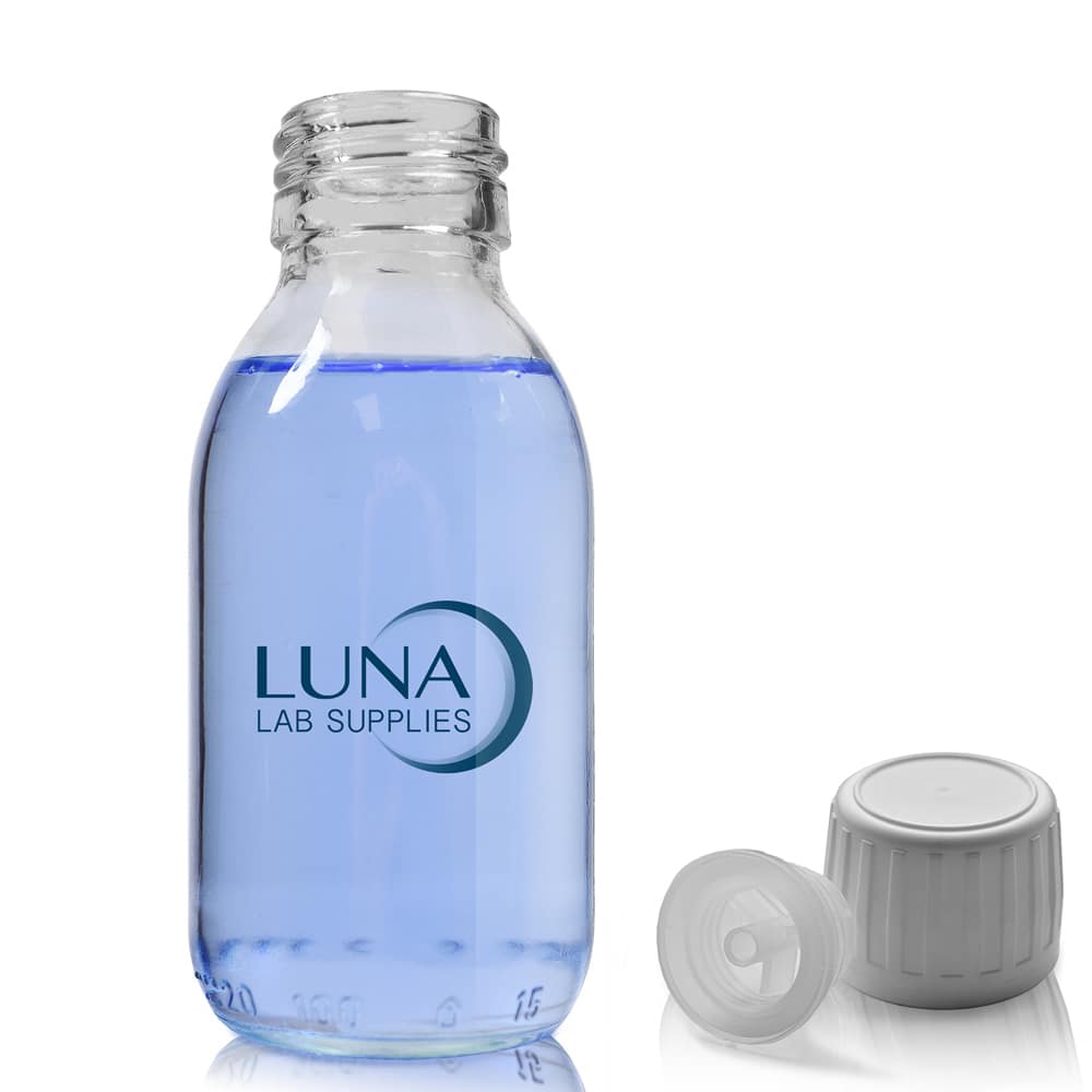 100ml Clear Glass Sirop Bottle With TE Cap & Pourer Insert
