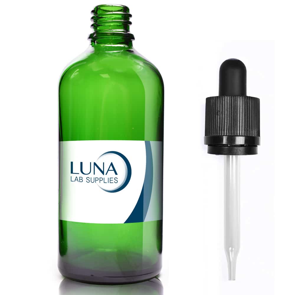 100ml Green Glass Dropper Bottle & CRC Glass Pipette