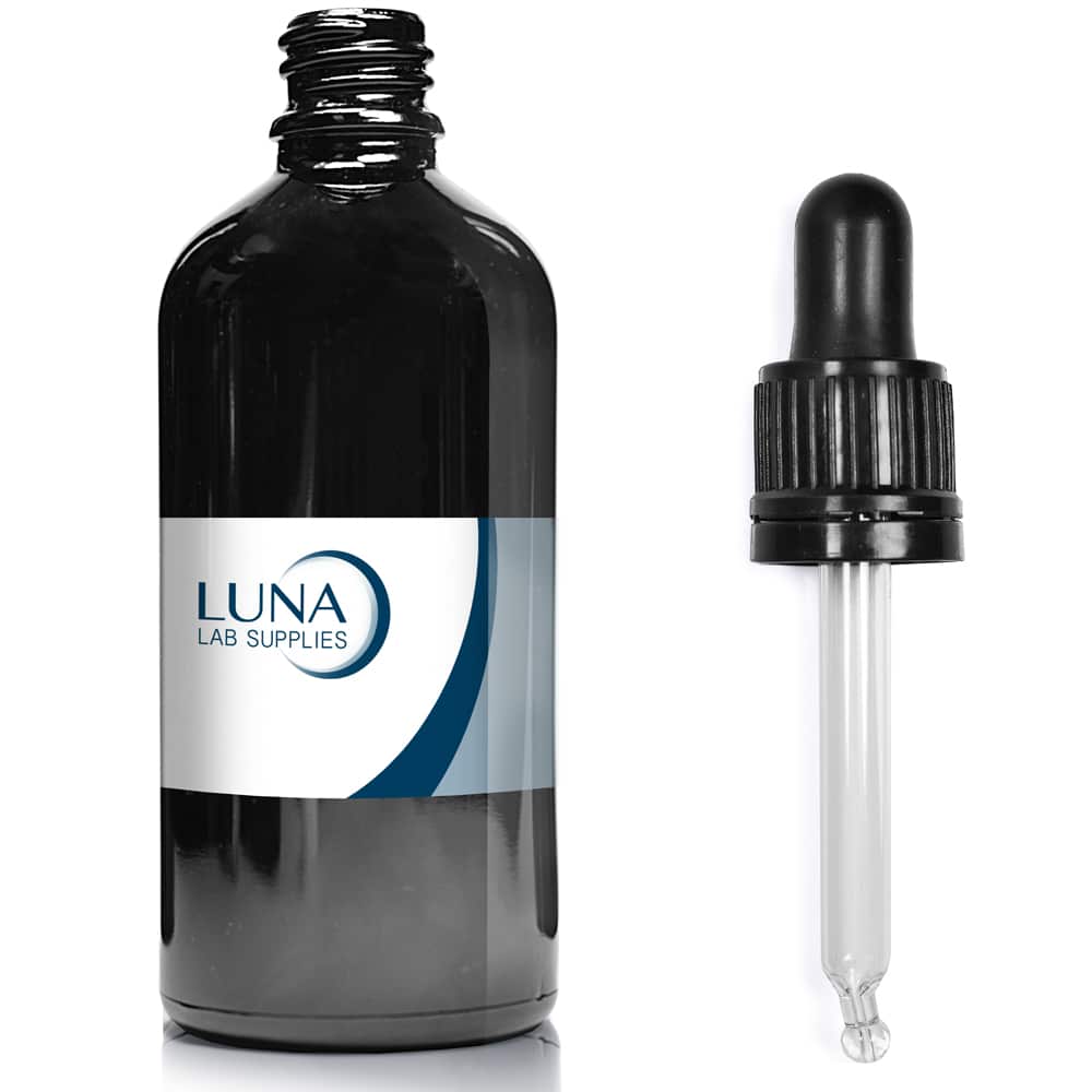 100ml Black Glass Dropper Bottle & T/E Glass Pipette
