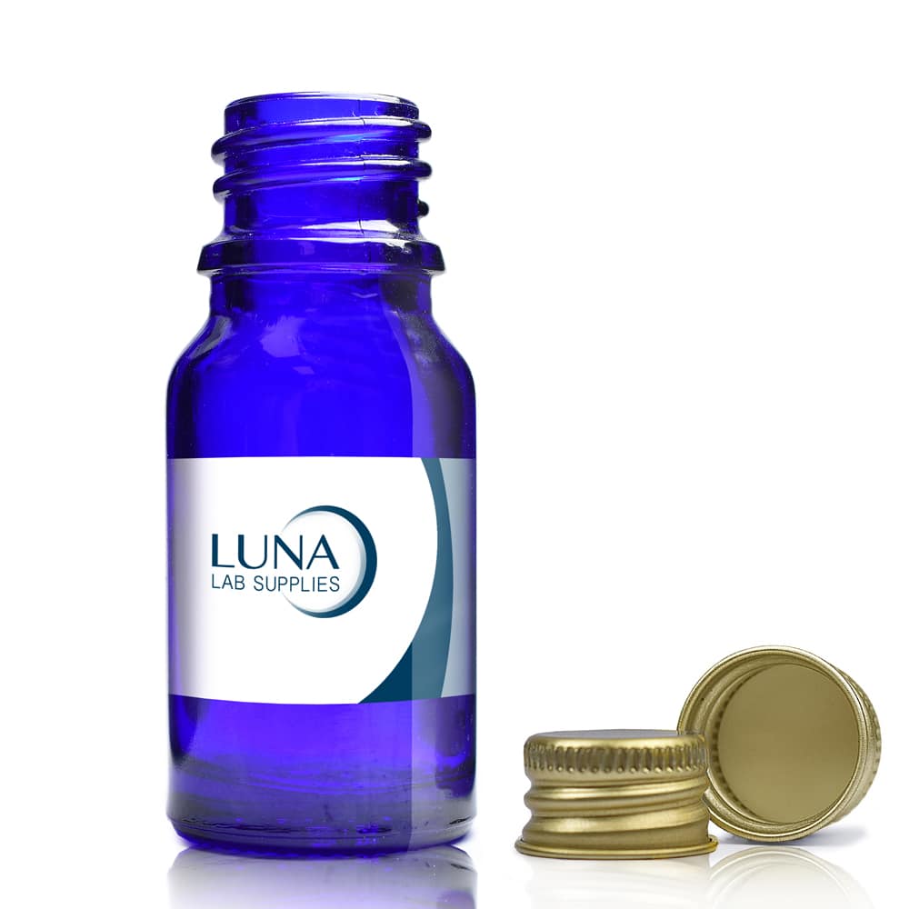 10ml Blue Glass Dropper Bottle with gold screw cap