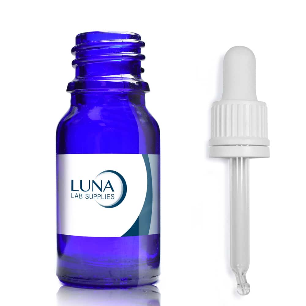 10ml Blue Glass Dropper Bottle with white pipette