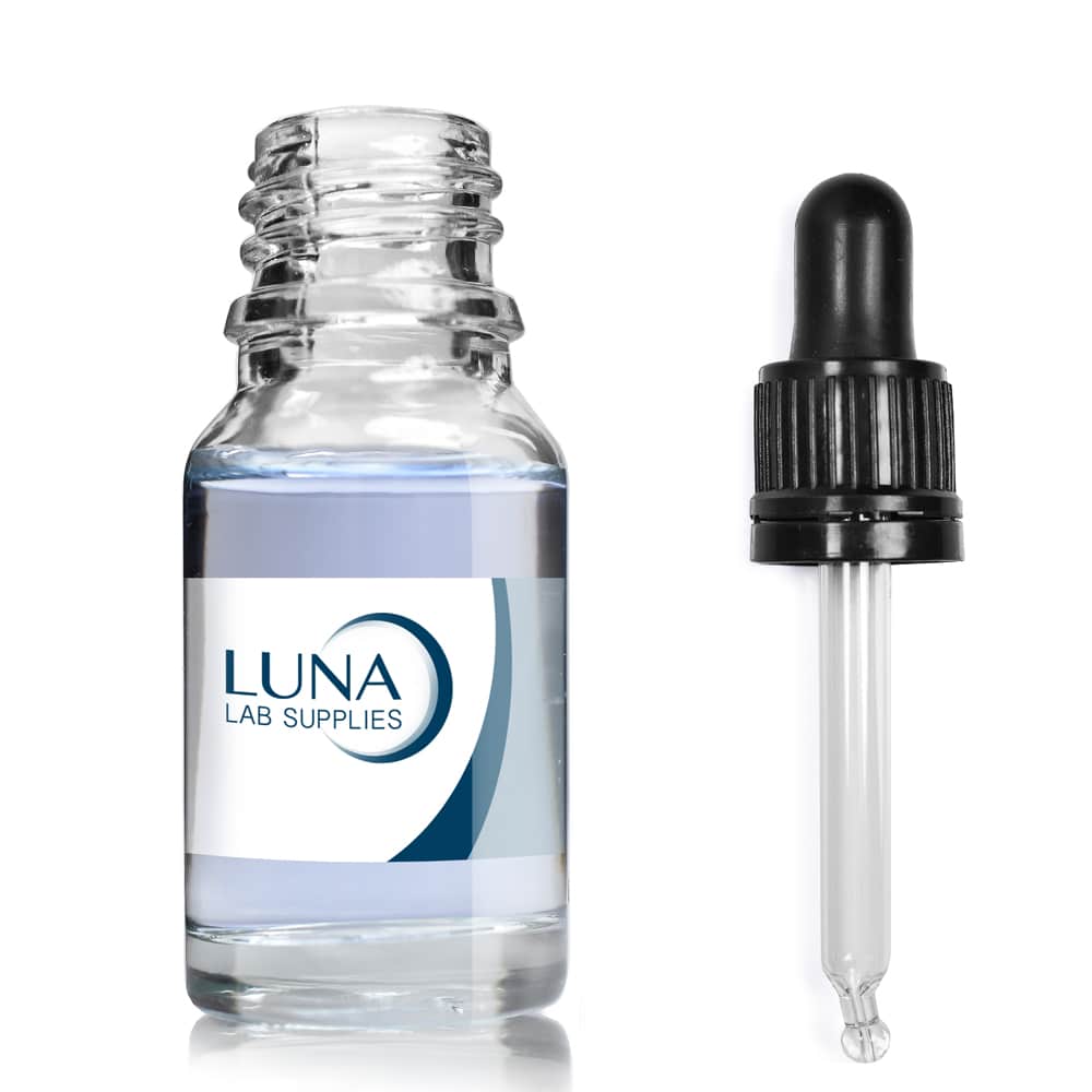 10ml clear glass dropper bottle with black pipette