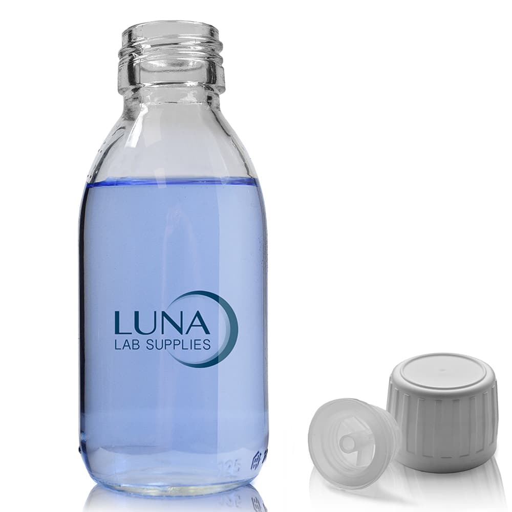 125ml Clear Glass Sirop Bottle With TE Cap & Pourer Insert