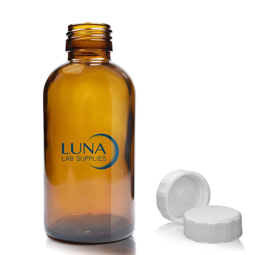 250ml Amber Glass Boston Bottle With Polycone Cap