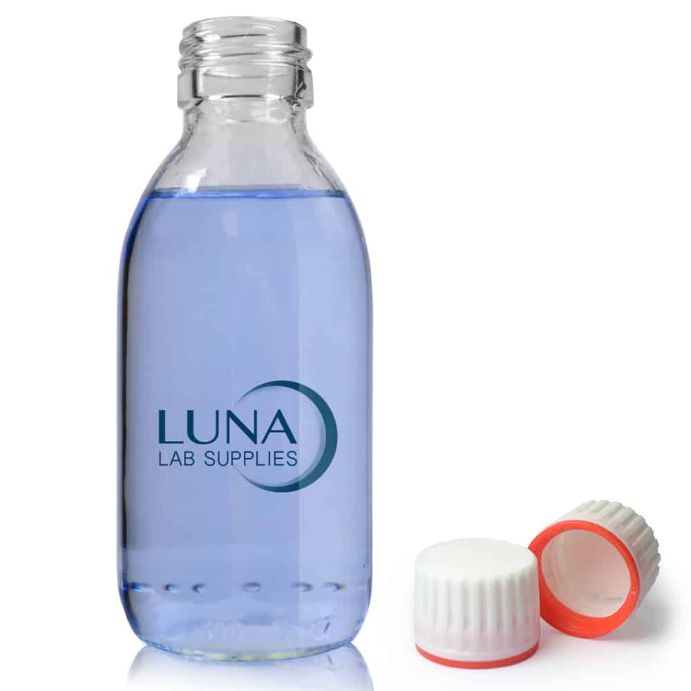 150ml Clear Glass Sirop Bottle & 28mm (Red Band) T/E Cap