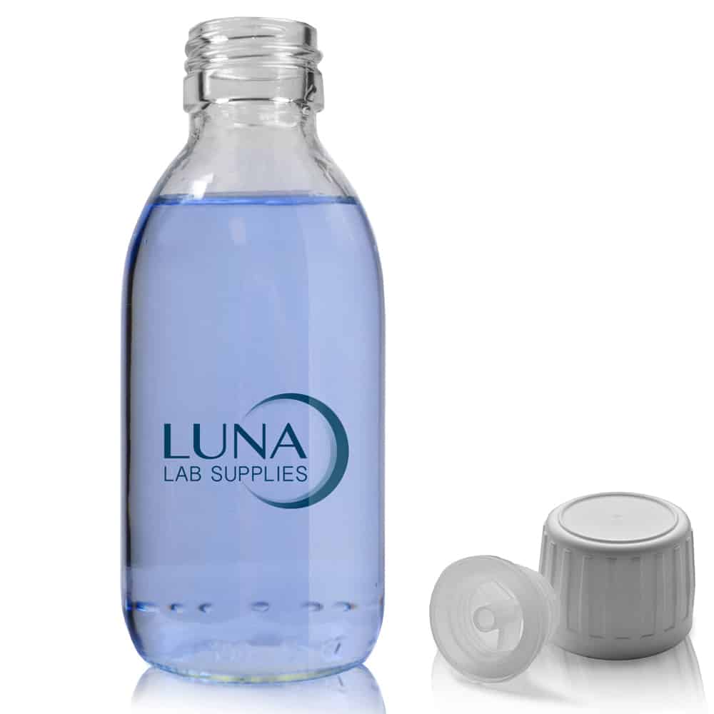 150ml Clear Glass Sirop Bottle With TE Cap & Pourer Insert