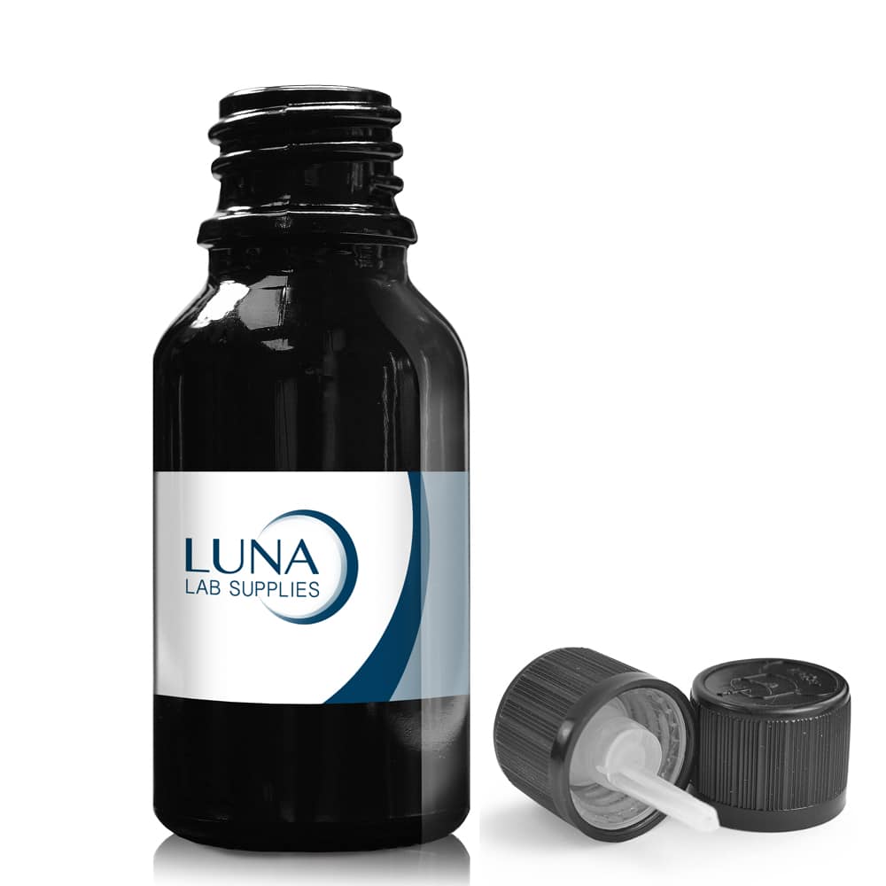 15ml Black Glass Dropper Bottle & CRC Dropper Cap