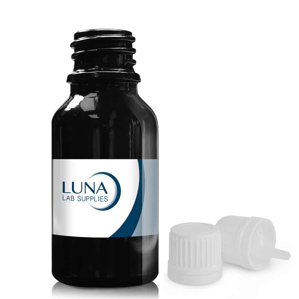 15ml Black Glass Dropper Bottle with white dropper cap