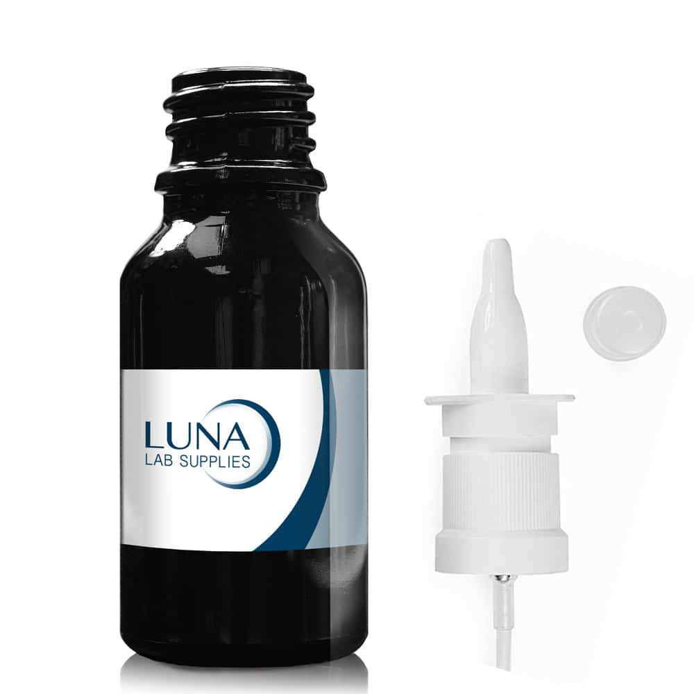 15ml Black Glass Dropper Bottle with white nasal spray