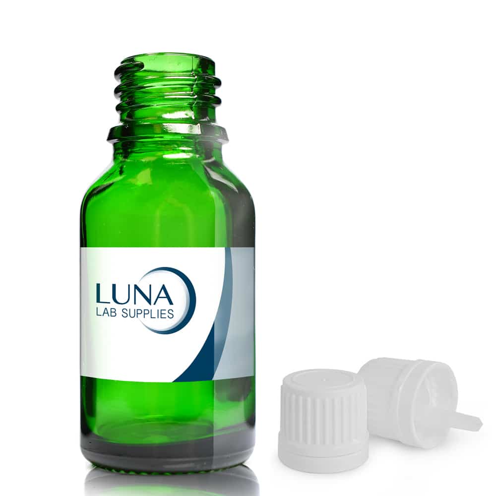 15ml Green Glass Dropper Bottle with white dropper cap