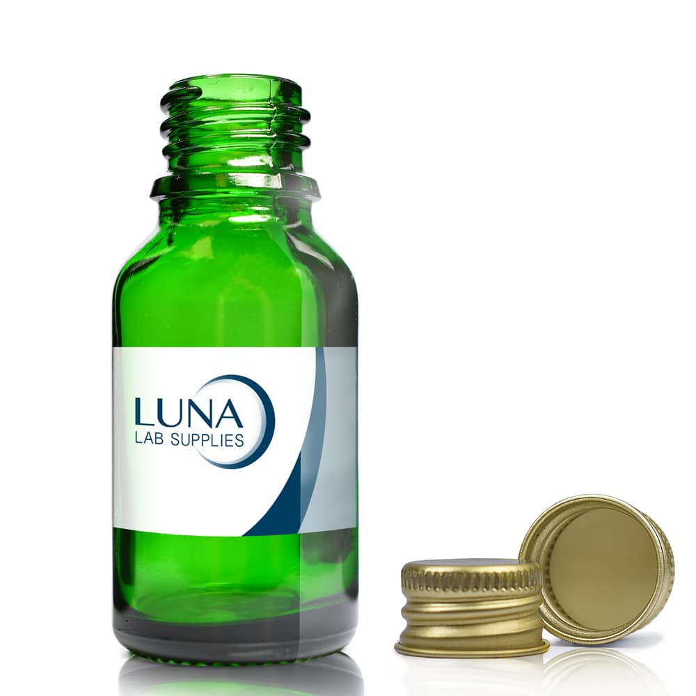 15ml Green Glass Dropper Bottle with gold screw cap