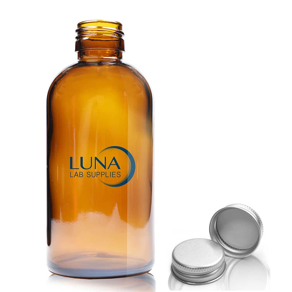200ml Amber Glass Boston Bottle & Aluminium Cap