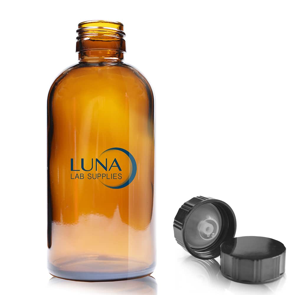 200ml Amber Glass Boston Bottle & Urea Polycone Cap