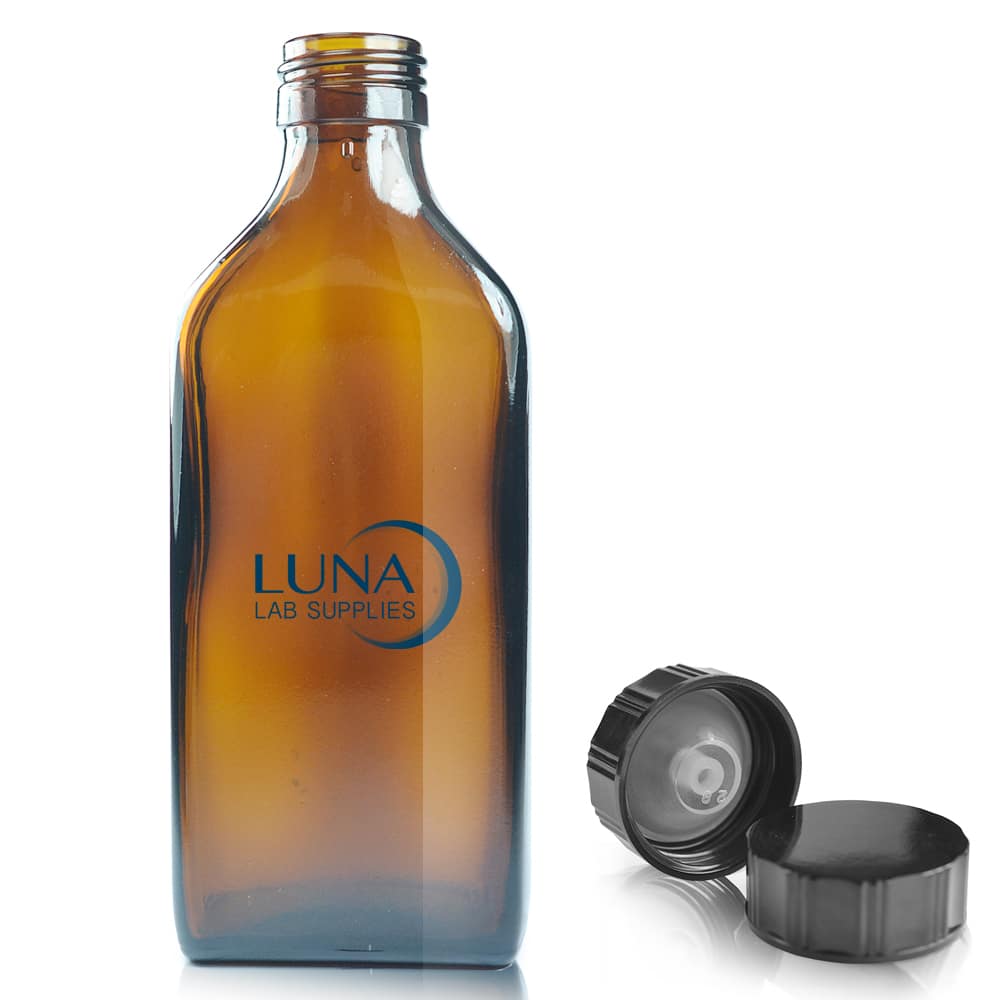 200ml Amber glass rectangle bottle Luna with Urea BLK