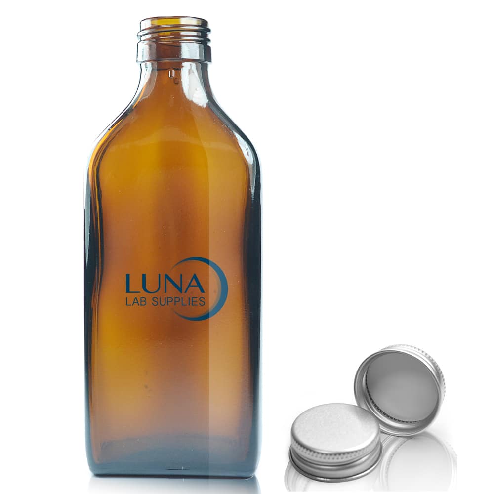 200ml Amber Glass Rectangular Bottle With Aluminium Cap