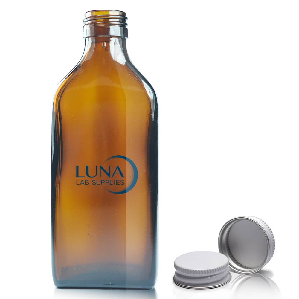 200ml Amber Glass Rectangular Bottle With Aluminium Cap
