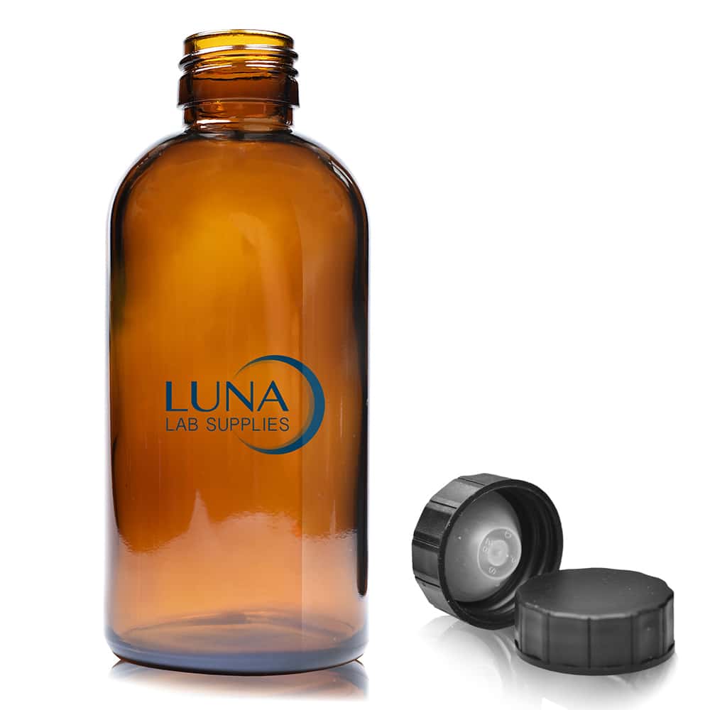 250ml Amber Glass Boston Bottle With Polycone Cap
