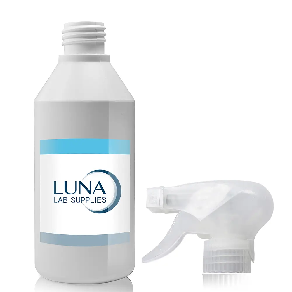 250ml White HDPE Plastic Round Bottle & 28mm Trigger Spray