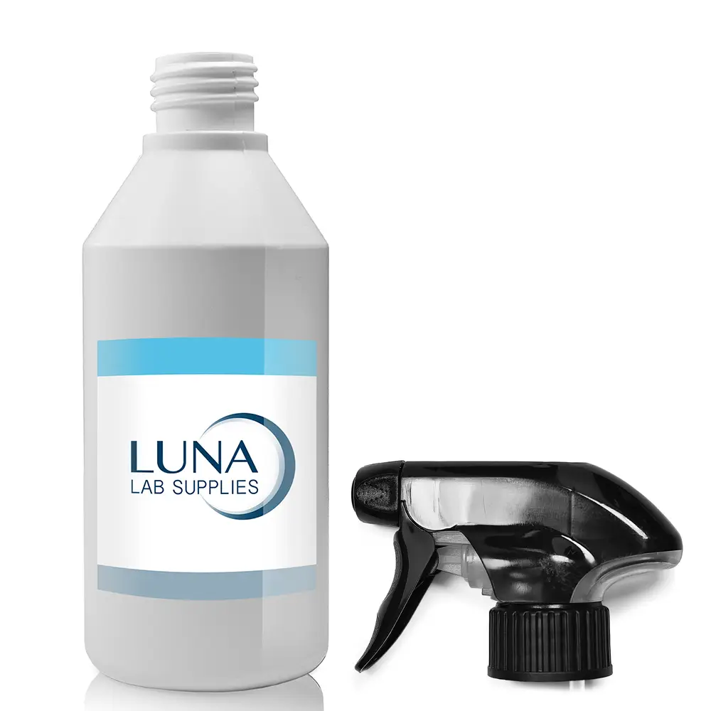250ml White HDPE Plastic Round Bottle & 28mm Trigger Spray
