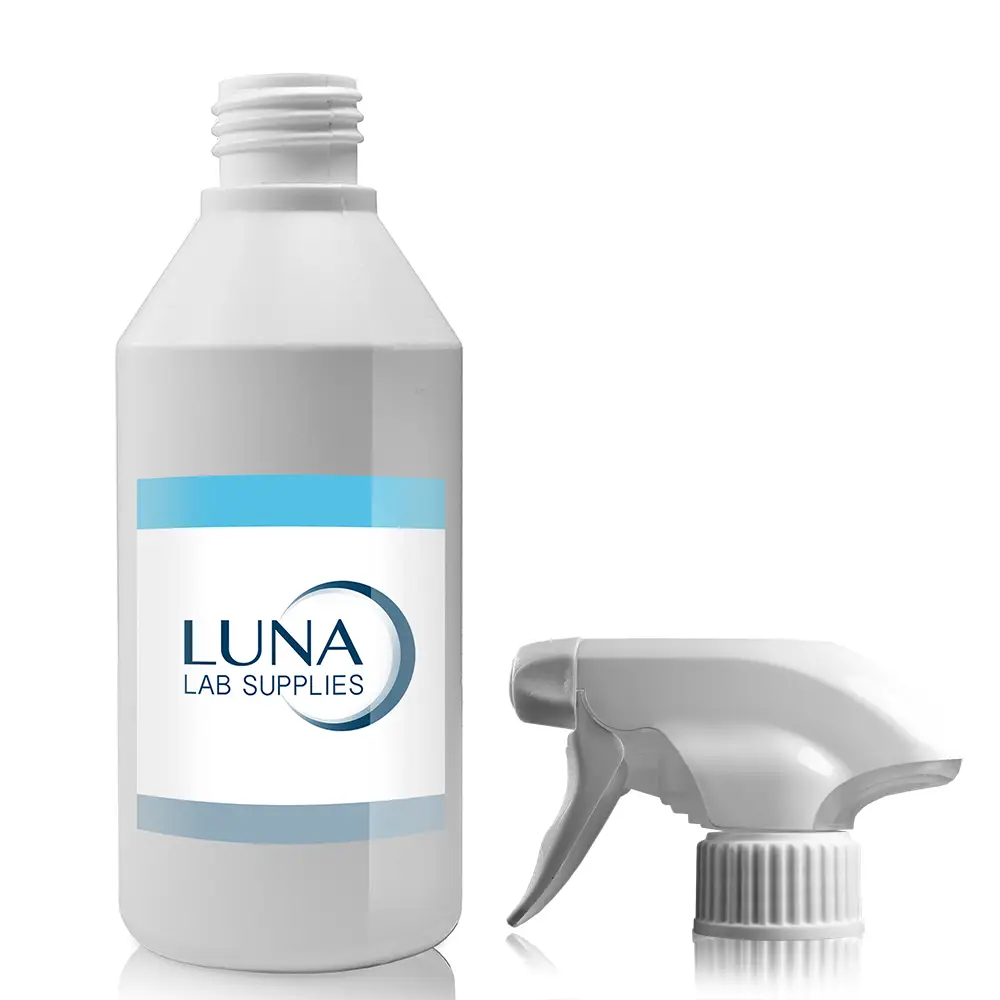 250ml White HDPE Plastic Round Bottle & 28mm Trigger Spray