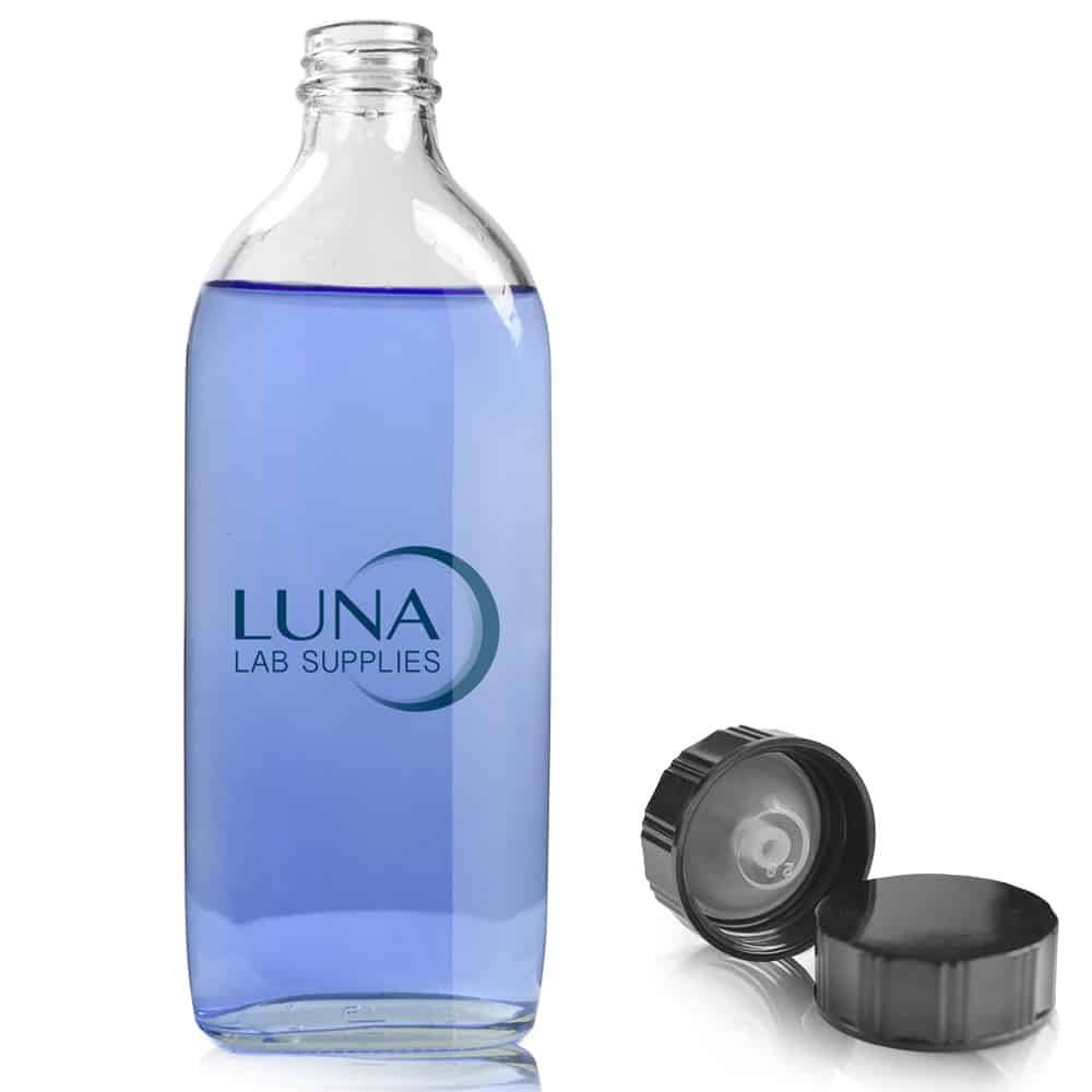 300ml Clear Glass'Flask' bottle with screw cap