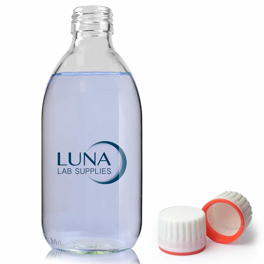 300ml Clear Glass Sirop Bottle & 28mm (Red Band) T/E Cap