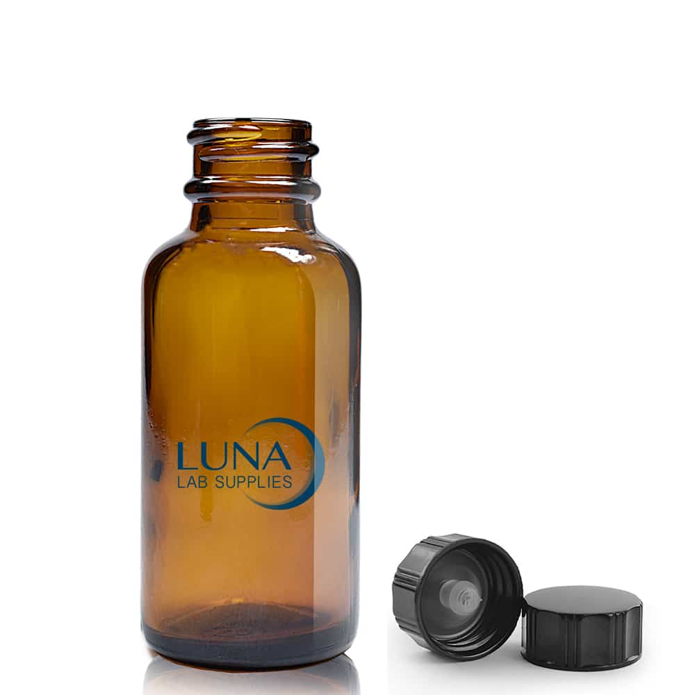 30ml Amber boston bottle with polycone cap