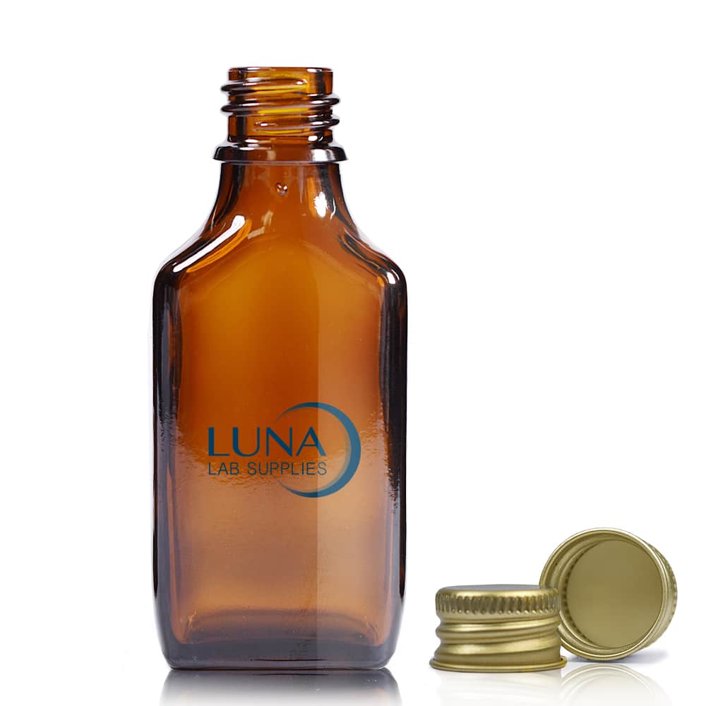 30ml Amber glass rectangle bottle with gold ali cap