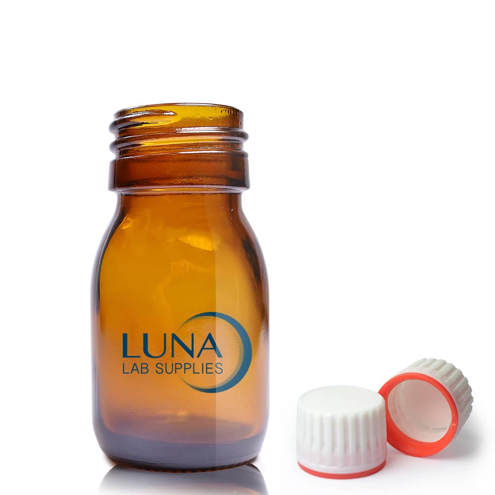 30ml Amber Glass Sirop Bottle & 28mm (Red Band) T/E Cap