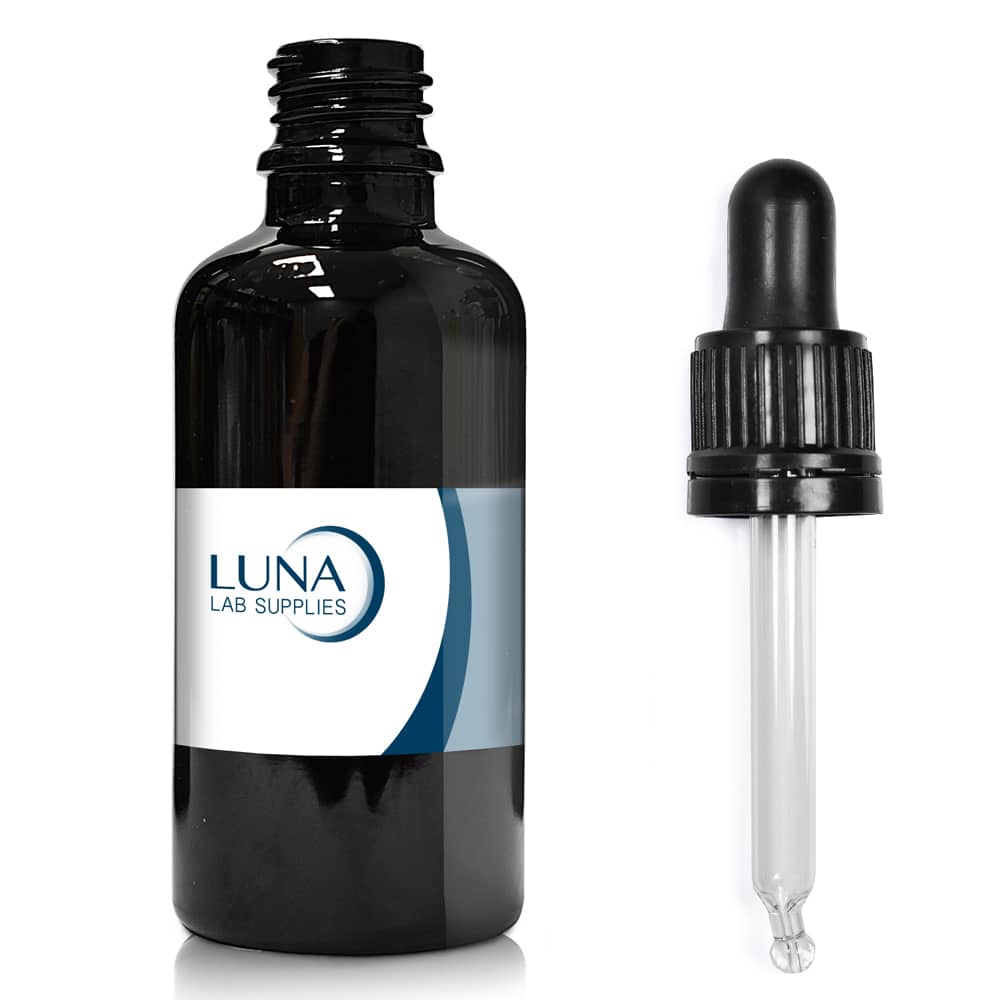 50ml Black Glass Dropper Bottle With Glass Pipette