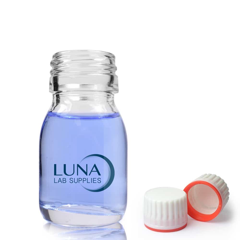 30ml Clear Glass Sirop Bottle & 28mm (Red Band) T/E Cap