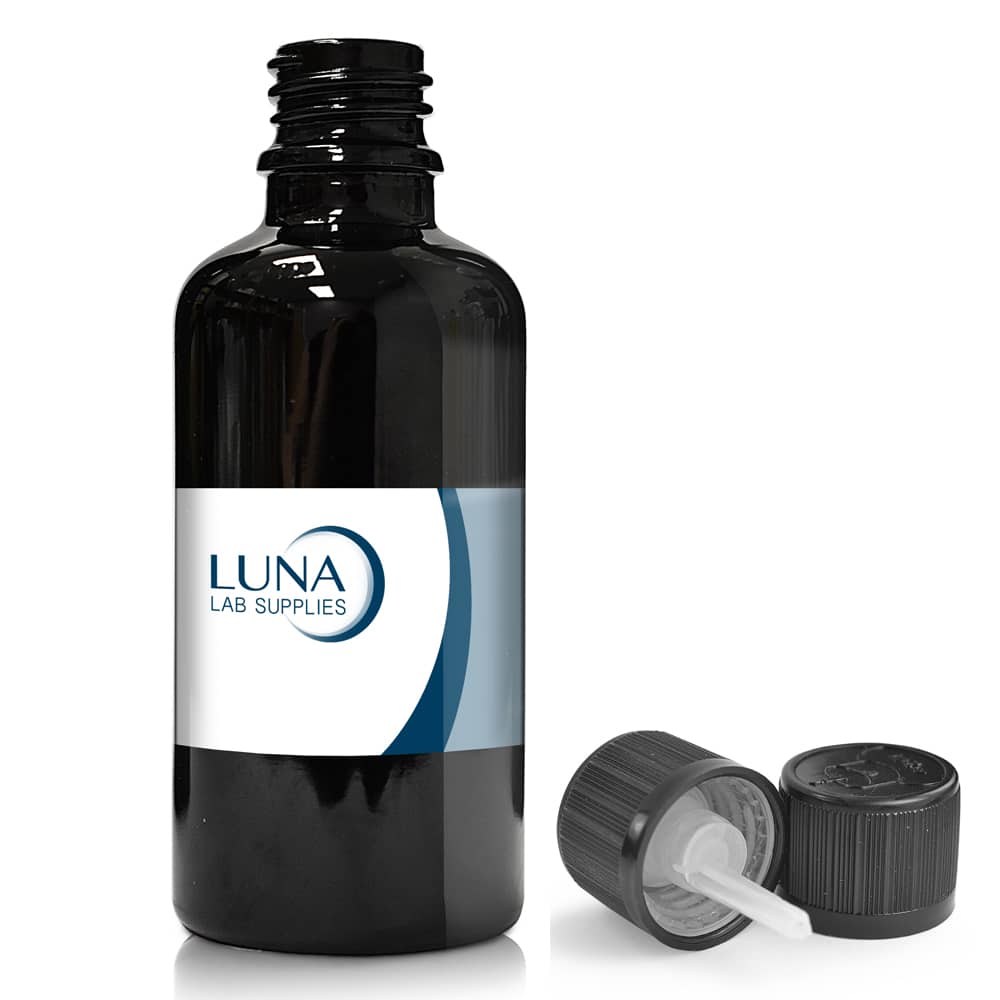 50ml Black Glass Dropper Bottle and black dropper insert cap