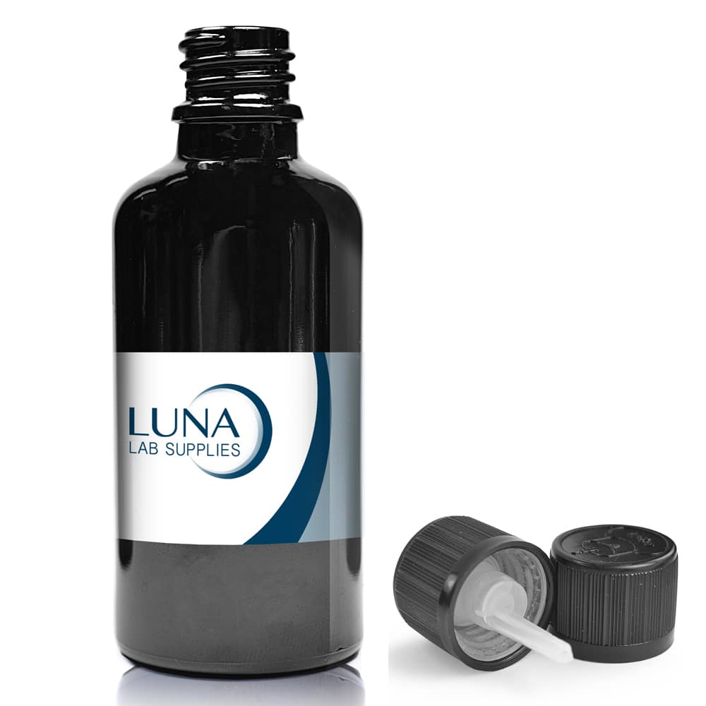 30ml Black Glass Dropper Bottle & CRC Dropper Cap