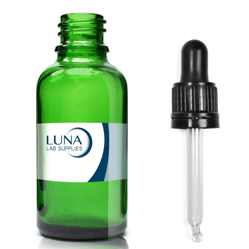 30ml Green Glass Dropper Bottle & T/E Glass Pipette With Wiper