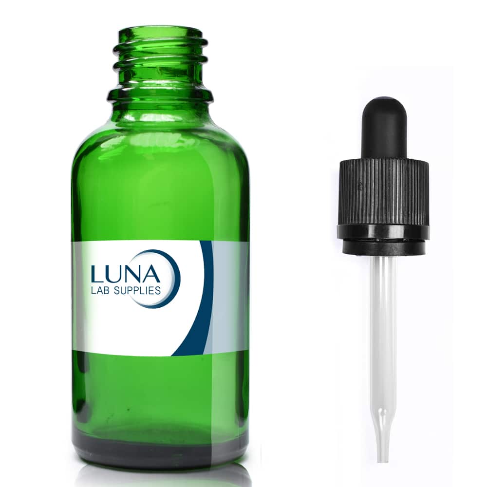 30ml Green Glass Dropper Bottle & CRC Glass Pipette With Wiper