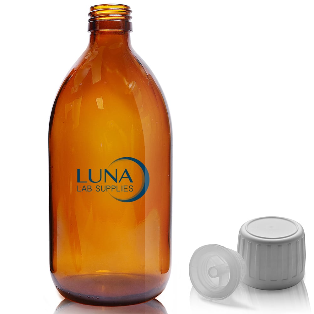 500ml Amber Glass Sirop Bottle With TE Cap & Pourer Insert