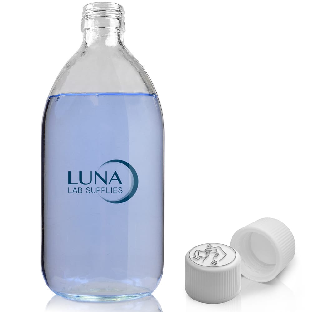 500ml Clear Glass Sirop Bottle & 28mm White Medilock Cap