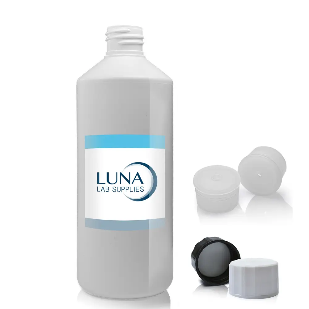 500ml White HDPE Plastic Round Bottle With 28mm Screw Cap & One Hole Plug