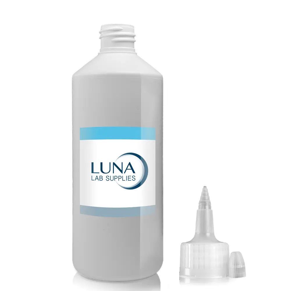 500ml White HDPE Plastic Round Bottle & 28mm Spout Cap