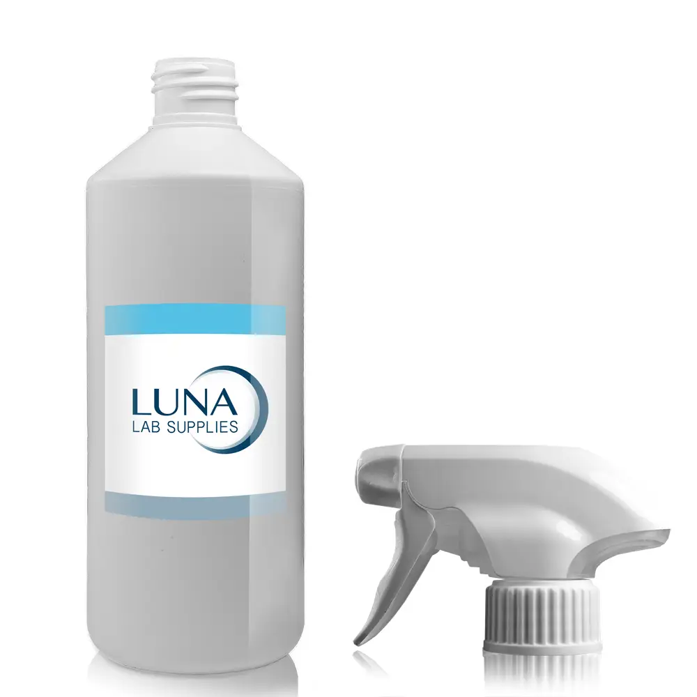 500ml White HDPE Plastic Round Bottle & 28mm Trigger Spray