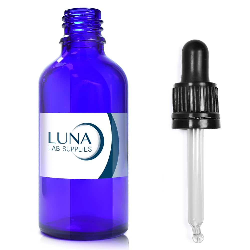 50ml Blue Glass Dropper Bottle With T/E Glass Pipette & Wiper